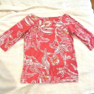 Lilly Pulitzer Pink Floral Cassie Top Large